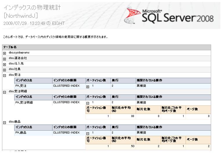 インデックスの物理統計