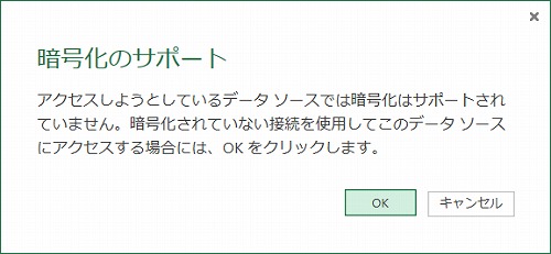 暗号化のサポート ダイアログ